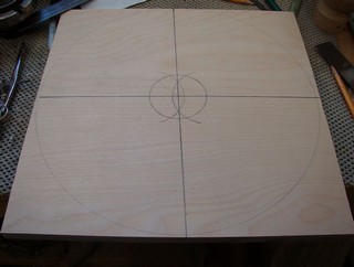 plywood marked in quarters for jumbo jaws 