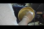 wood turning power sanding image