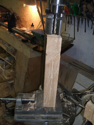 drill a 1/4" hole at center, 2 1/2" deep