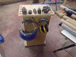   The face shield and hearing protector get a new set of hangers. 