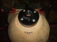 woodworking lathe technique: glue block in place